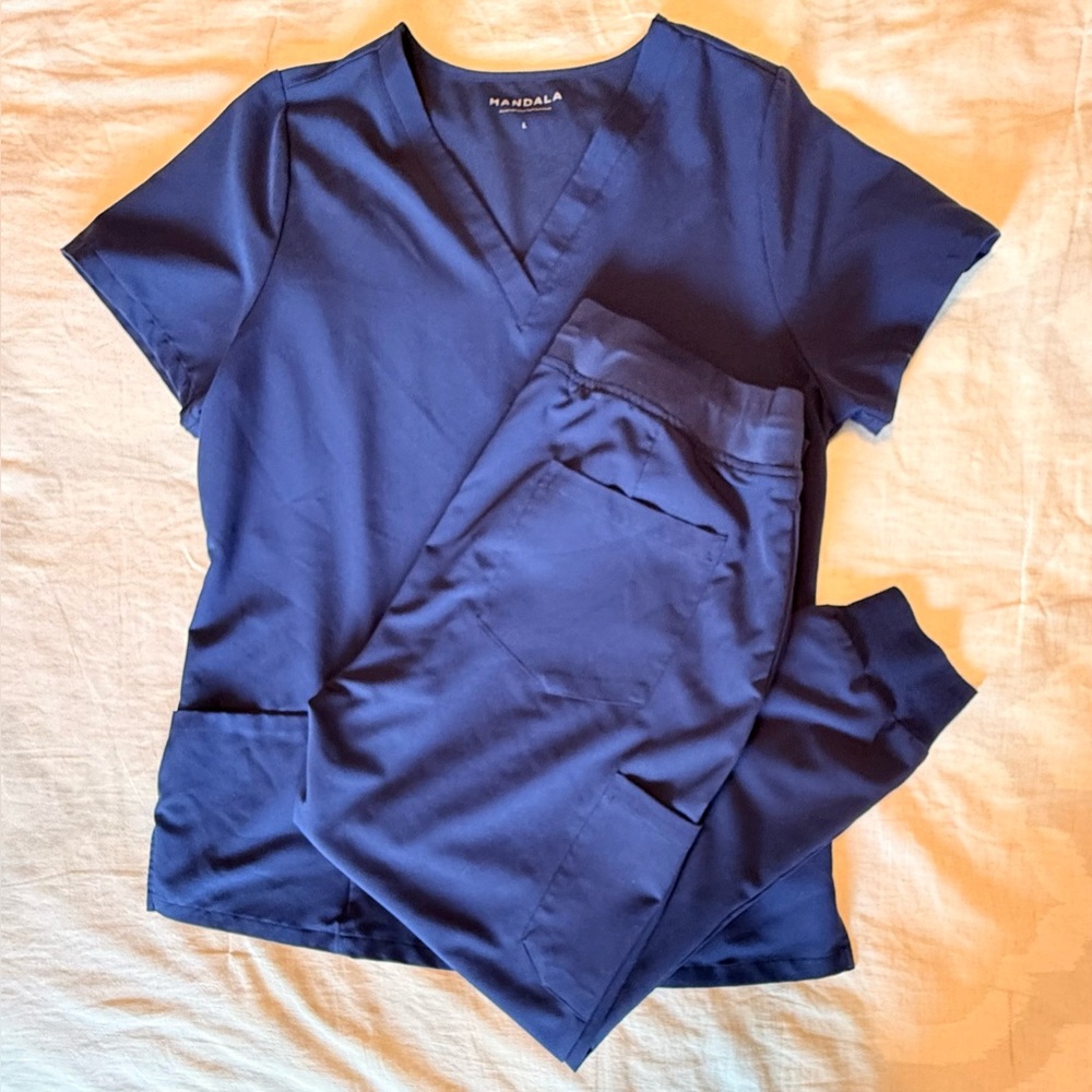 Mandala Navy Blue Scrub Set